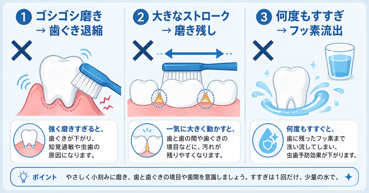 ■やりがちな歯みがきの間違い3選